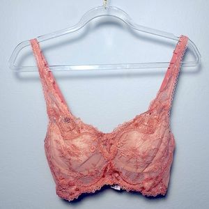 Victoria’s Secret Dream Angels Dusty Rose Blush Mauve Lined Demi Lace Bra 32C